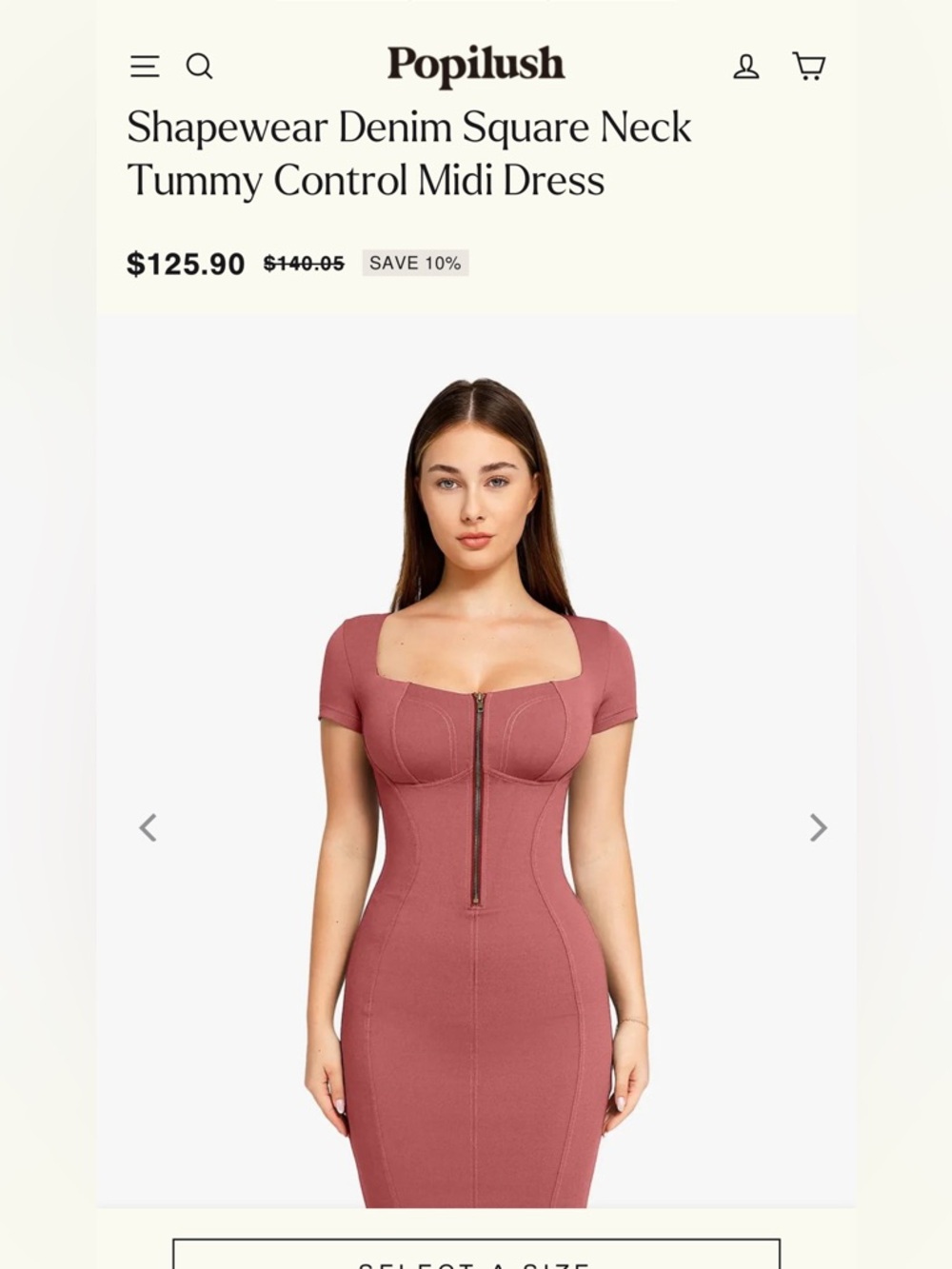 Zip-Front Mini Dress in Dusty Rose